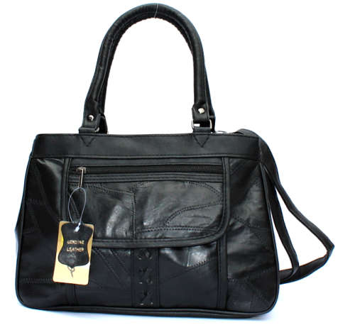 Genuine Leather Handbag in Black