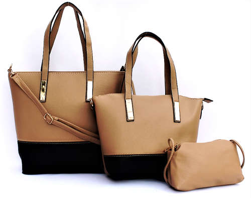 3 Piece Pu Leather Handbag+Shoulder Bag+Purse Set