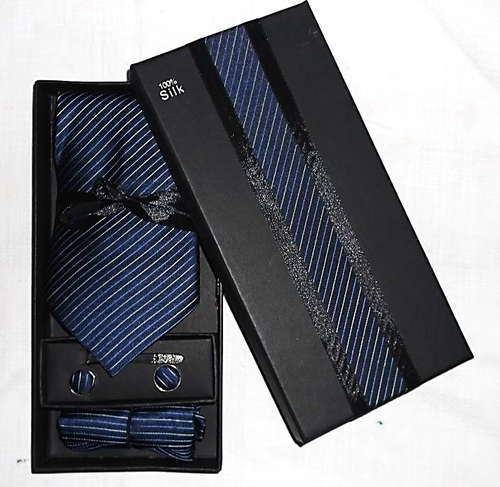 Silk Tie Gift Set(Blue Pin Stripe)