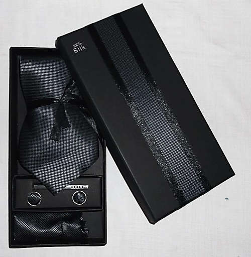 100% Silk Tie Set - Black