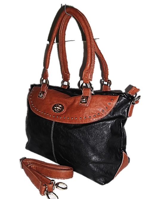 Lovely Tote Handbag in Black & Tan