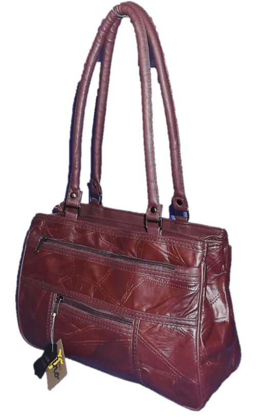 GENUINE LEATHER HANDBAG IN BEAUTIFUL BURGANDY