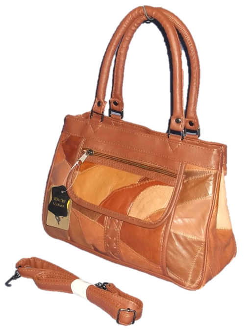 GENUINE LEATHER HANDBAG IN 'SHADES of BROWN'