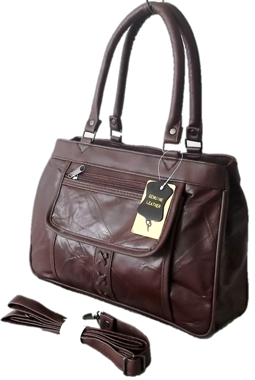 GENUINE LEATHER HANDBAG IN BEAUTIFUL BURGANDY BROWN