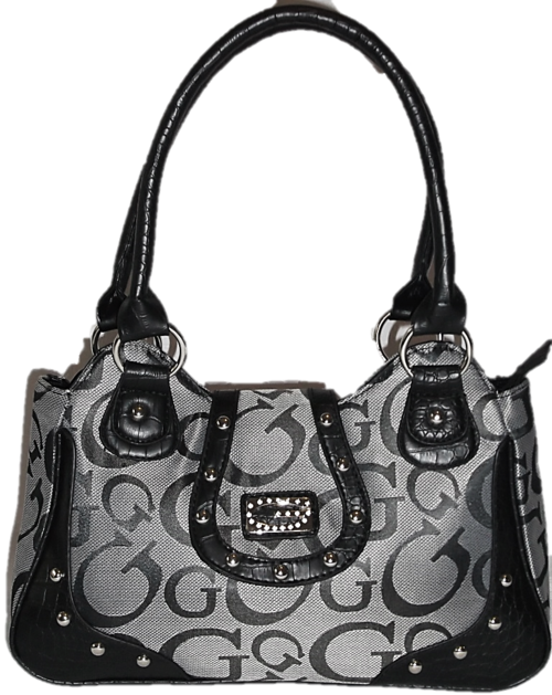 GORGEOUS SILVER/GREY & BLACK HANDBAG