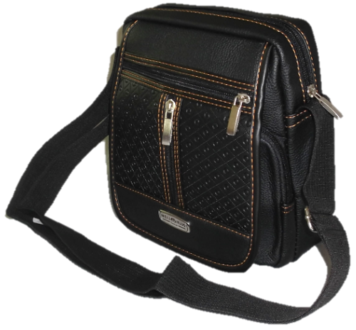 SMART MESSENGER BAG IN BLACK PU LEATHER