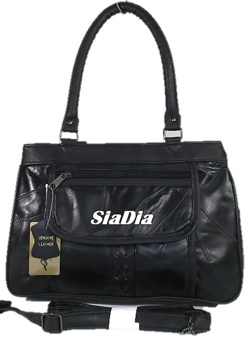 GORGEOUS GENUINE LEATHER HANDBAG  IN BLACK