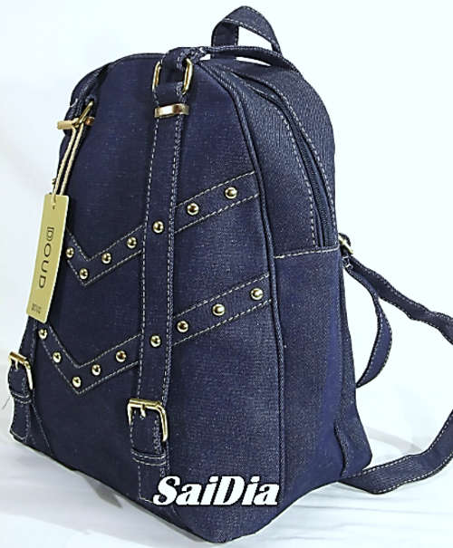 CHIC AND TRENDY BACKPACK WITH STUD DETAIL IN BLUE DENIM
