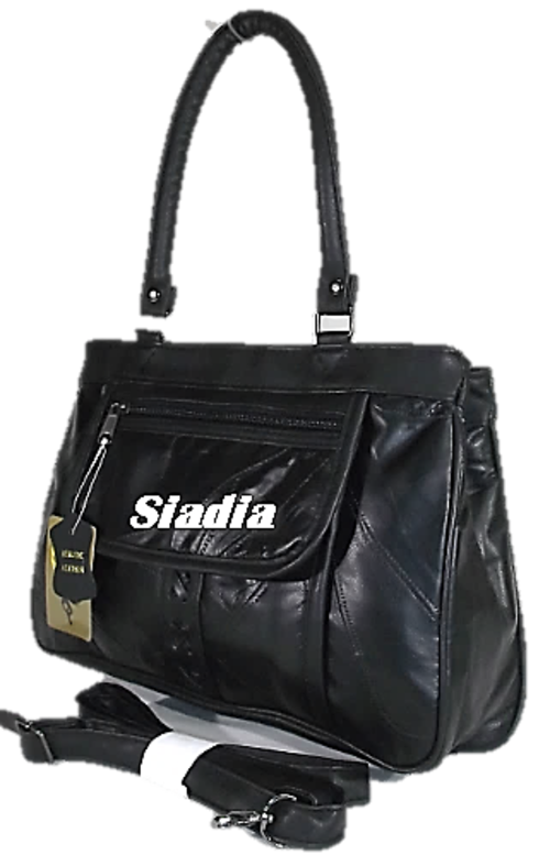 GENUINE LEATHER HANDBAG IN BEAUTIFUL BLACK