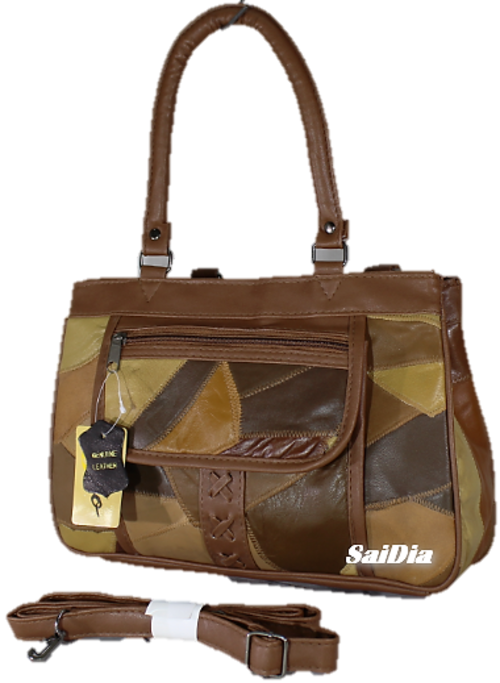 GENUINE LEATHER HANDBAG IN "SHADES OF BROWN"