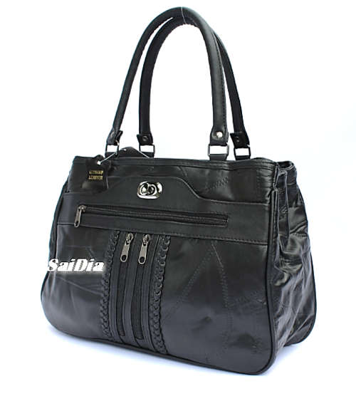 NEW RANGE !!! GORGEOUS GENUINE LEATHER HANDBAG  IN BEAUTIFUL BLACK