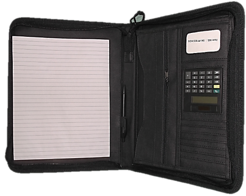 Professional Faux Leather Handle, Zip-Around  Business Portfolio - Black