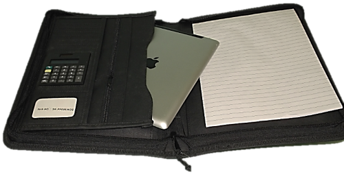 Professional Faux Leather Handle, Zip-Around  Business Portfolio - Black