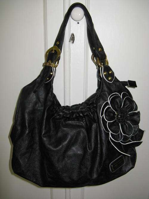 Black City Bag with Petal Details **Price Reduced**