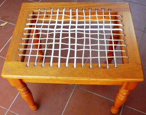 Oak Riempie Stool with Turned Legs