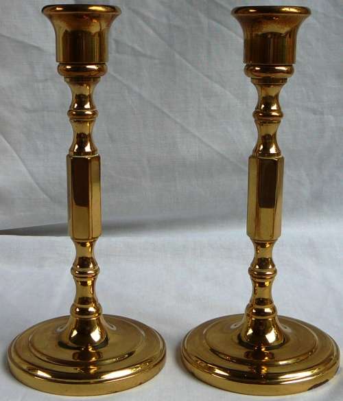 A Pair of Solid Brass Seiden Candle Holders