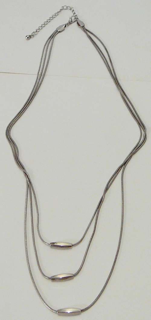 Super Silver Coloured 3 Chain Necklace