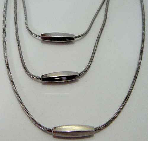 Super Silver Coloured 3 Chain Necklace