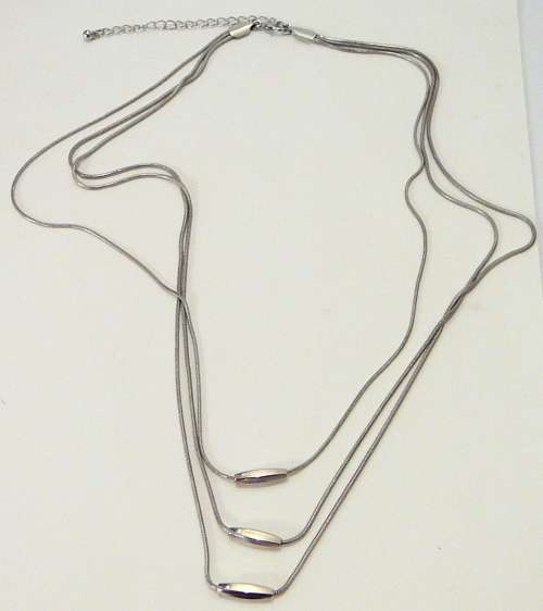 Super Silver Coloured 3 Chain Necklace