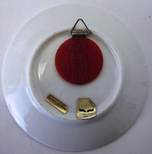 Small Hanging Plate with Violets and a Christian Message