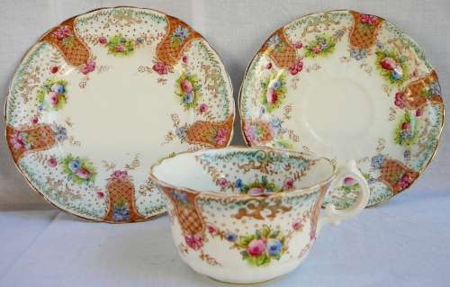 Antique Hand Painted Trio by J.Goodwin & Stoddard & Co Glencoe Pattern