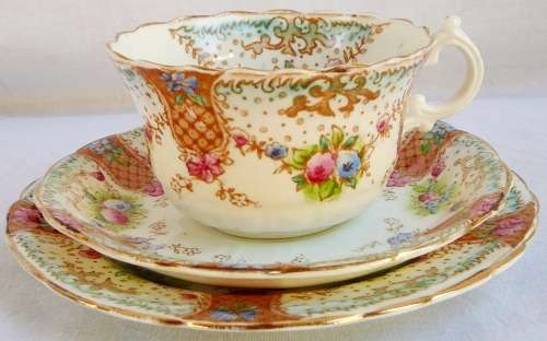 Antique Hand Painted Trio by J.Goodwin & Stoddard & Co Glencoe Pattern