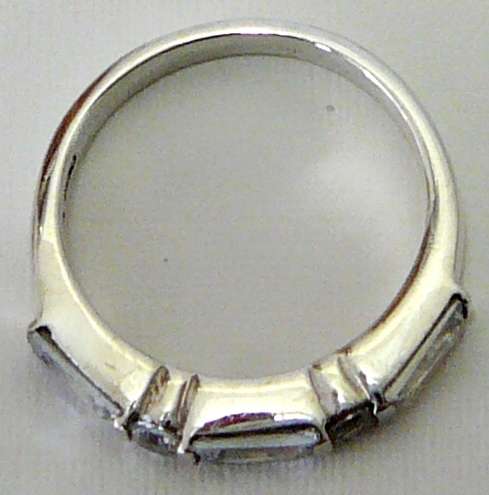 Sterling Silver Ring set with 3 Baguette Cut CZ's & 2 Round CZ's