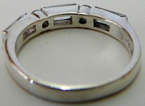 Sterling Silver Ring set with 3 Baguette Cut CZ's & 2 Round CZ's