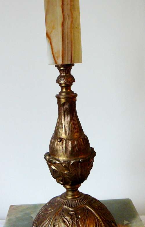 Vintage Brass and Onyx Standing Lamp