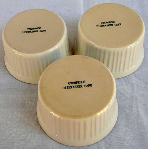 3 White Ramekins with Plastic Lids