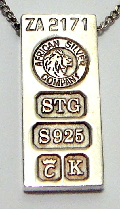 Vintage Sterling Silver Bar Pendant on Silver Chain