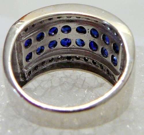 Sterling Silver Ring with Blue and White CZ's