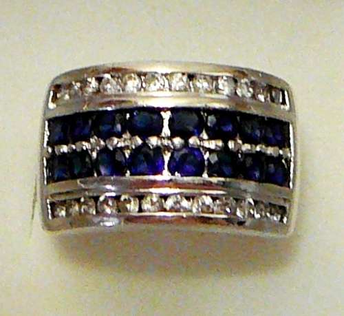 Sterling Silver Ring with Blue and White CZ's