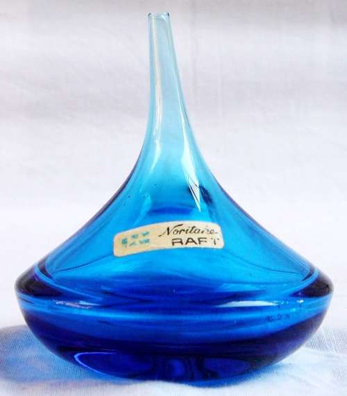 A Vintage Noritake Cornflower Blue Oil Can Shaped Bud Vase