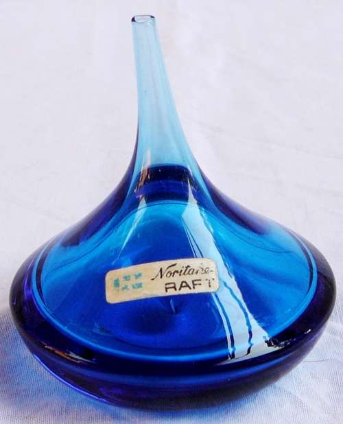 A Vintage Noritake Cornflower Blue Oil Can Shaped Bud Vase