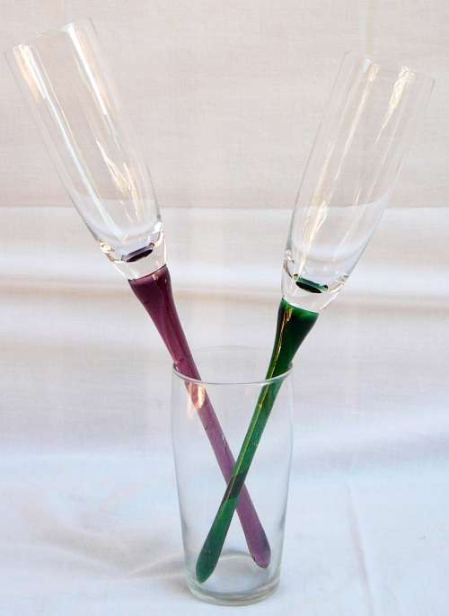 A Pair of Baseless Champagne Flutes