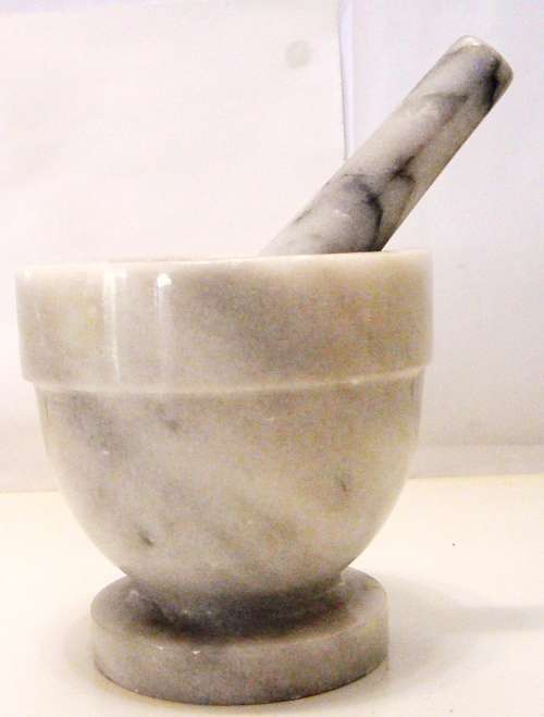 A Small Marble Mortar and Pestle