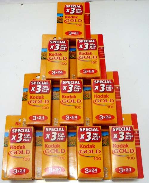 10 Packs of 3 Kodak Gold 35 mm Colour Film 24 Exposures