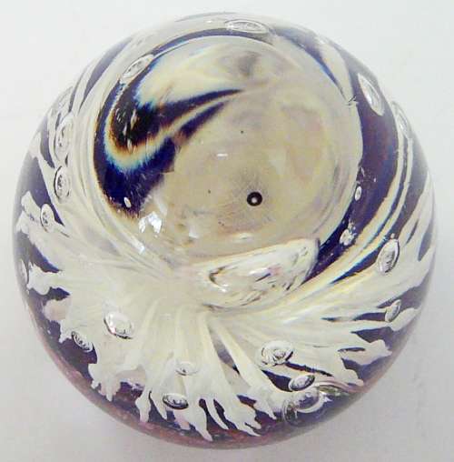 A Beautiful Blue, Pink and White Conical Glass Paperweight