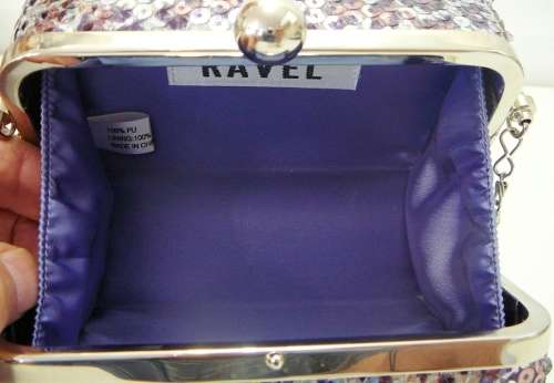 Box Shaped Sequinned Evening Bag with Long Chain Strap