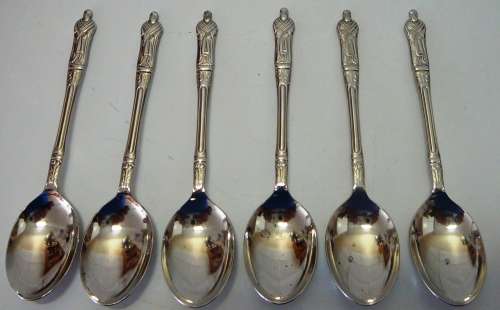 A Set of 6 Nickel Silver Apostle Spoons