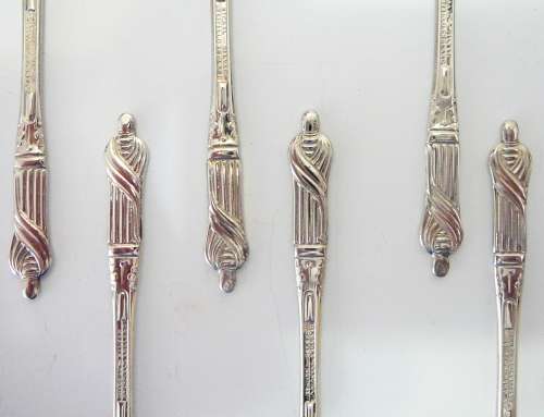 A Set of 6 Nickel Silver Apostle Spoons