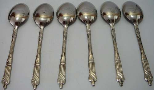 A Set of 6 Nickel Silver Apostle Spoons