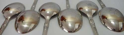 A Set of 6 Nickel Silver Apostle Spoons