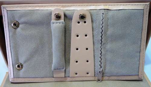 An Unused Salmon Pink Genuine Leather  Large Travel Jewellery Case from Leathersmith of London