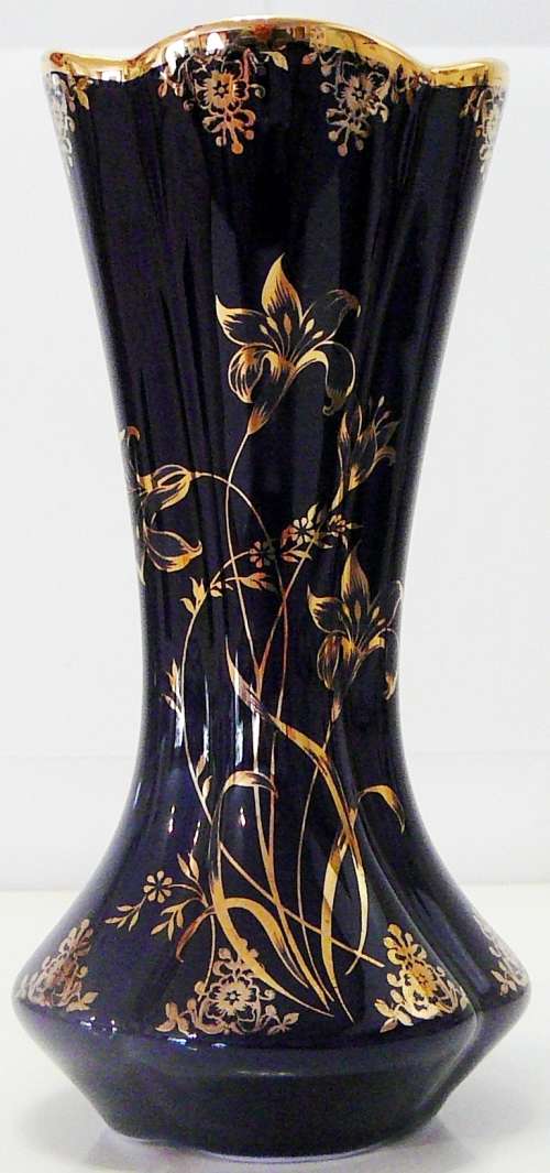 A Stunning Dark Blue and Gold Porcelain Vase from Limoges