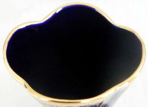 A Stunning Dark Blue and Gold Porcelain Vase from Limoges