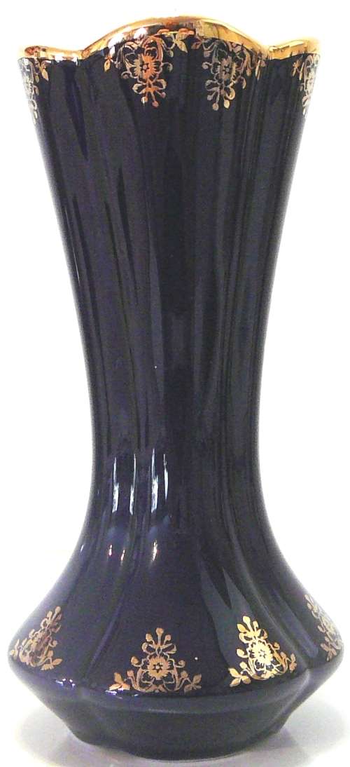 A Stunning Dark Blue and Gold Porcelain Vase from Limoges