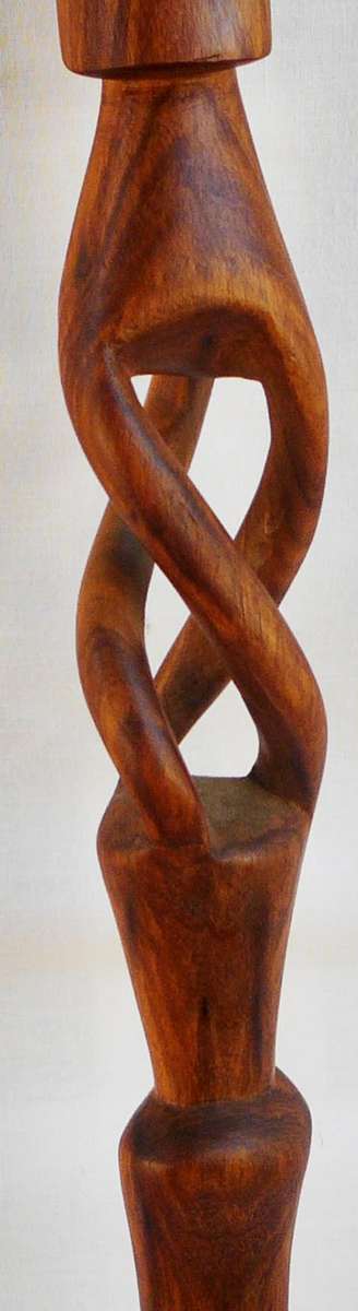 An African Ceremonial Walking Stick - Carved Head above an Open Twist