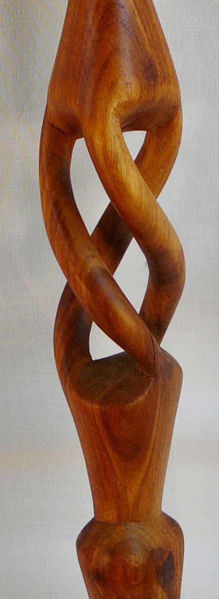 An African Ceremonial Walking Stick - Carved Head above an Open Twist